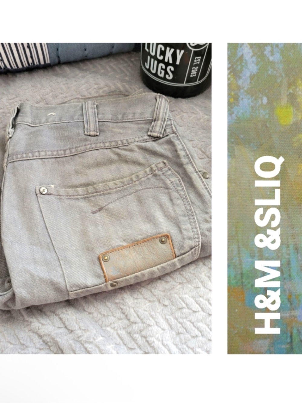 H&M x Sliq Slim Fit Low Rise 30x30 Light Gray Jeans EUC - Picture 2 of 6